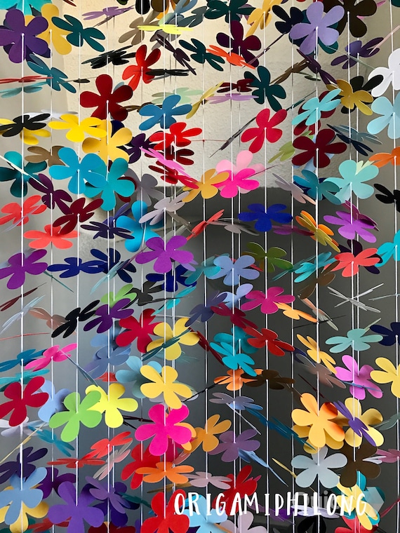 20 Strands Flowers Backdrop- Die Cut Flowers Garland- Mixed Random Colourful Wedding Backdrop