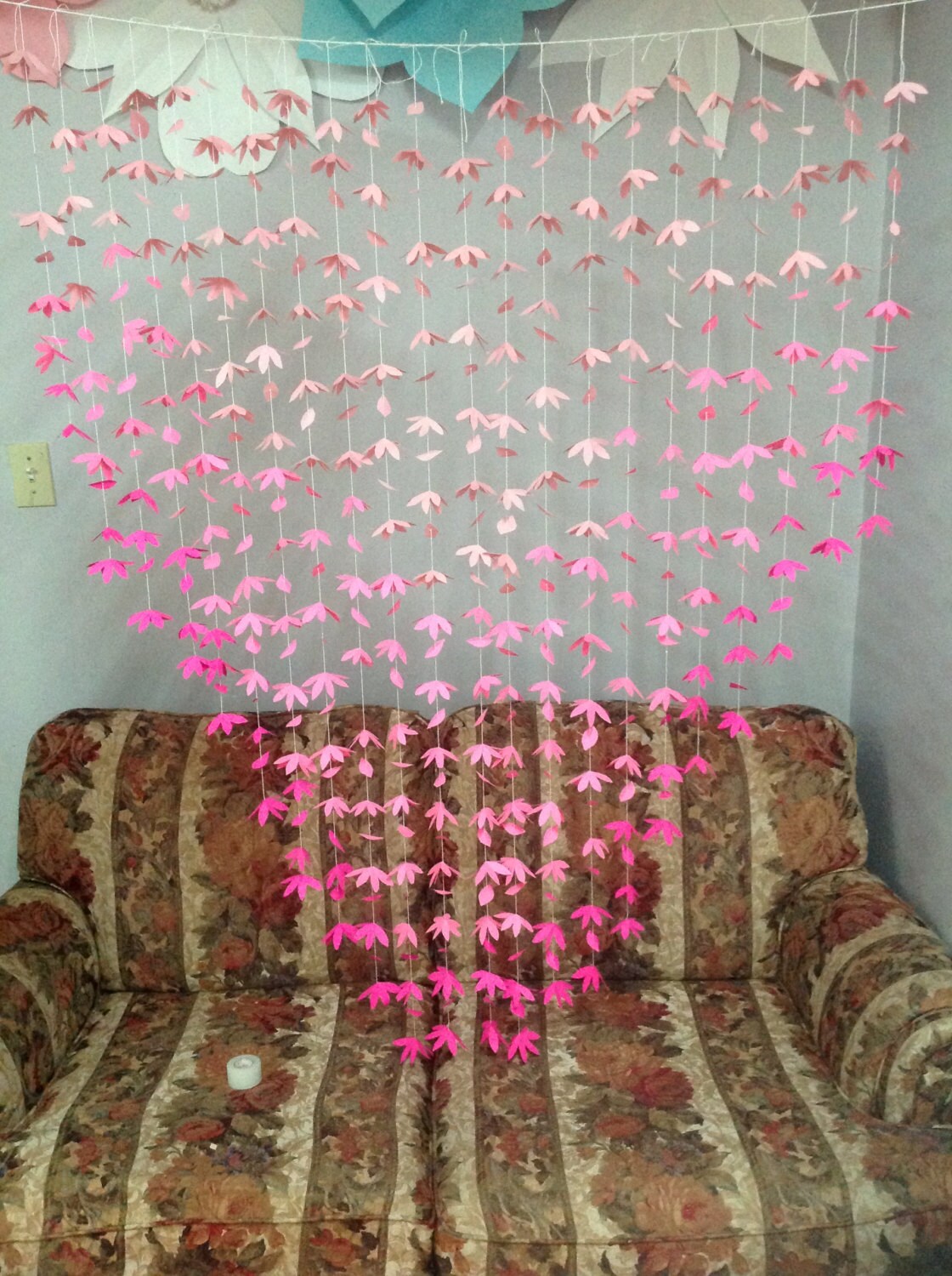 Ombre Pink Paper Flower Backdrop Ombre Pink Paper Flower Curtain