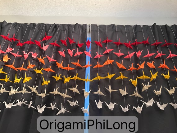 20 Strands/6 Ombre 6 Different Of Colours- Origami Cranes On String - Wedding Backdrop- Party Decoration -Free Shipping US