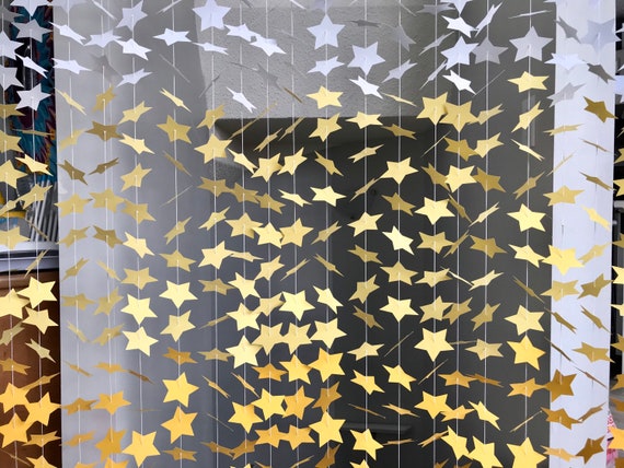 20 Strands Stars Punch Wedding Backdrop- Paper Stars Backdrop - Ombré White Yellow Photo backdrop