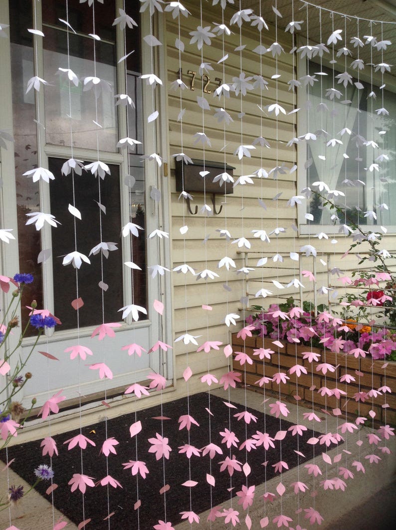 20 Strands Paper Flowers Paper Flower Curtain Paper Flower Garland Ombre Pink Purple Paper Flower Backdrop