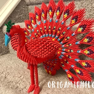 Style origami 3D paon 2 - Cadeau artistique fait main - Décoration de chambre - Cadeau d'anniversaire - Livraison gratuite
