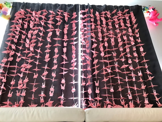 500 5.5” Pink Origami Cranes On String - Japanese Photo Backdrop-Wedding Backdrop- Senbazuru- Engagement Decor