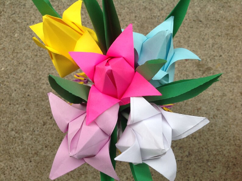 3D Origami Paper Flowers Vase Tulips Vase Home Decoration