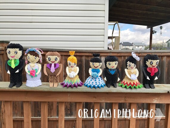 Groom and Bride 3D Origami - Handmade Art Gift- Wedding Gift- Wedding Decoration- Free Shipping