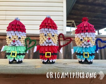 Santa Claus 3D Origami- Christmas Gift- Noel Decoration- Handmade Art Gift- Free Shipping US