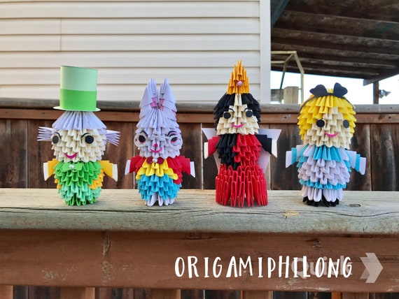 Alice in Wonderland 3D Origami- Handmade Art Gift- Unique Gift- Free Shipping