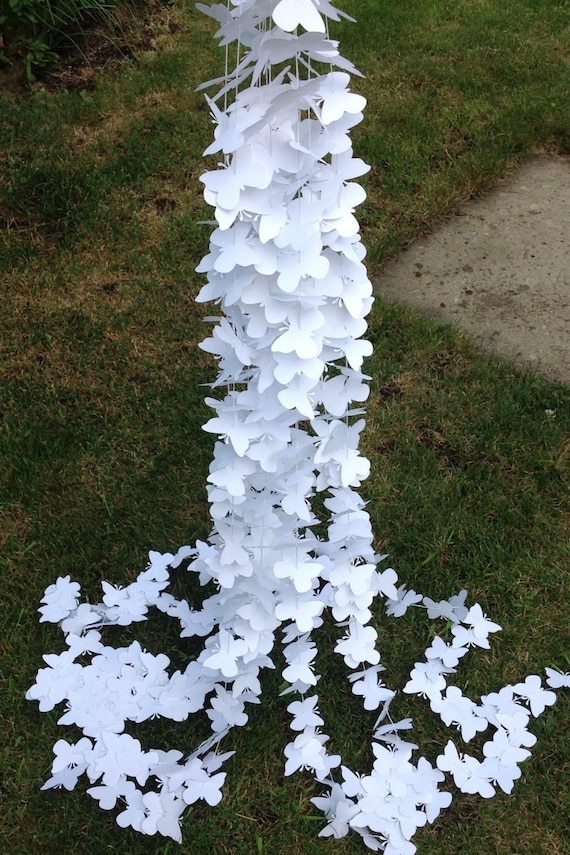 20 Strands White Paper Butterfly Garland ,Butterfly Backdrop ,Party Decor, Birthday Party- Free Shipping