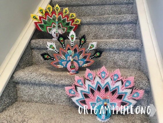 Peacock 3D Origami Style 1- Home Decor- Handmade Art Gift- Gift For Her- Gift For Him