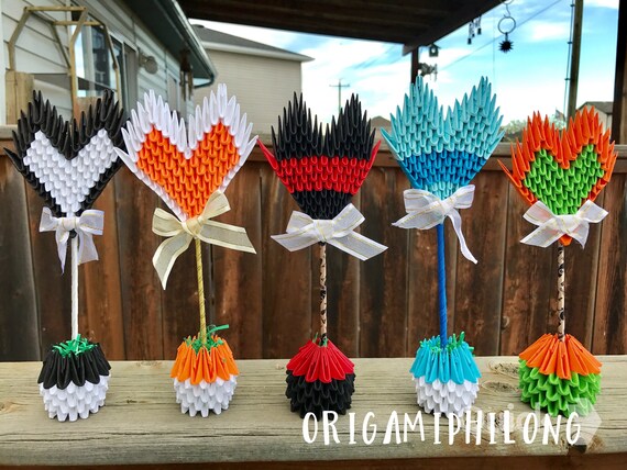 Heart And Vase 3d Origami Valentine Decoration Valentines Day Gift Gift For Her Handmade Art Gift