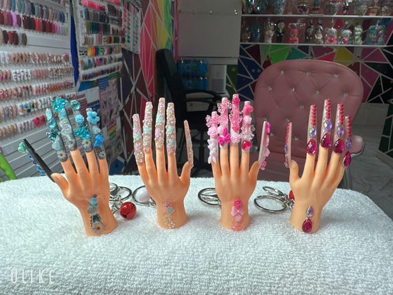Mini hand nails art keychain