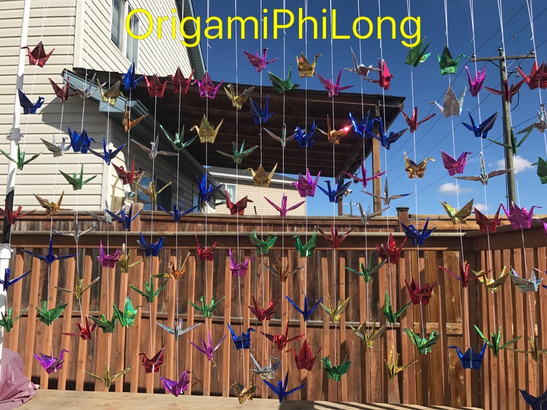 6 Strands Set Of 6 Cranes Garland Paper Cranes On String Free Shipping Origami Cranes