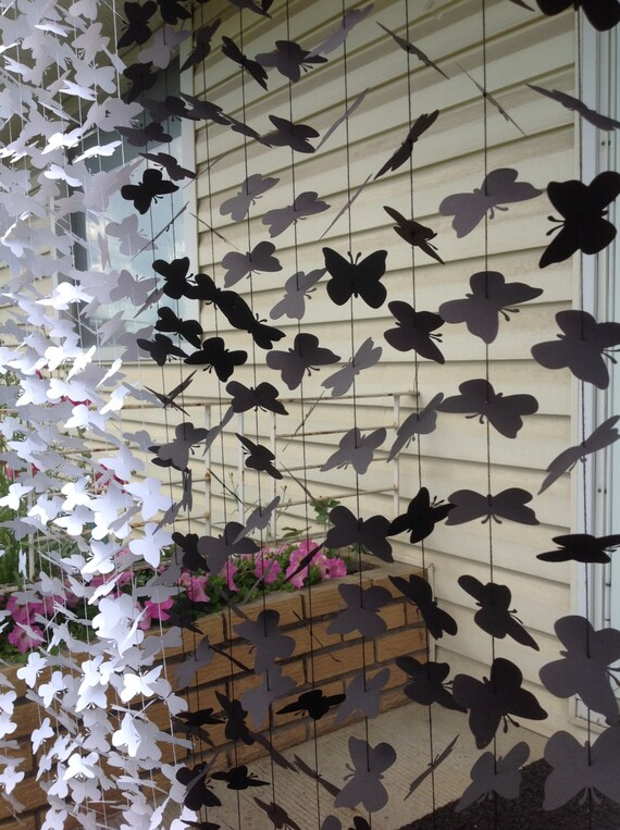 20 Strands White Black Butterflies Backdrop- Did Cut Garland- Party Decoration- Free Shipping