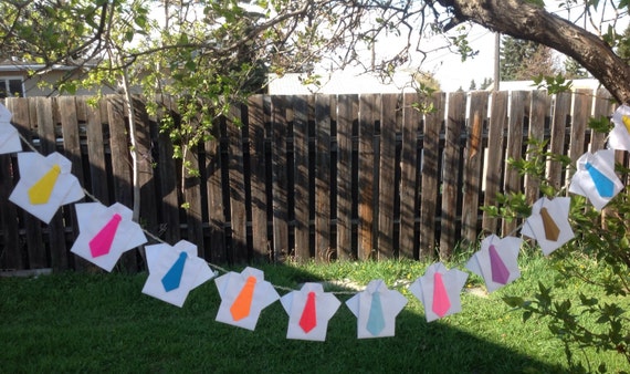 Paper Shirts Garland- Origami shirt- Paper Garland of Shirts and Ties- Father’s Day Decor- Free a Shipping US
