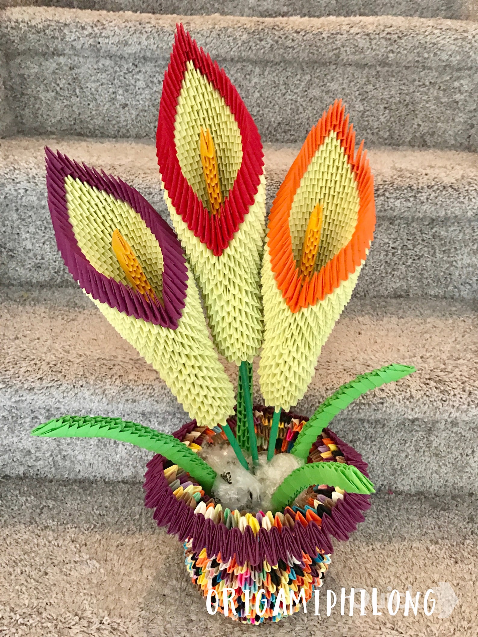 Calla Lily Vase 3D Origami Flowers 3D Origami Handmade Art Etsy