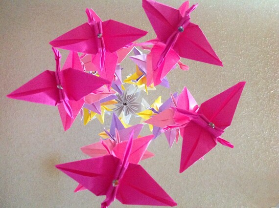 Origami Kranich Mobile Kraniche Ombre Mobile Kinder Dekor Baby Mobile Kindergarten Häuser