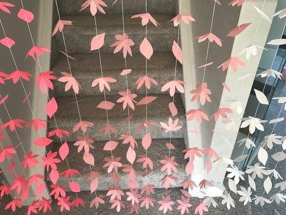 20 Strands Paper Flowers Paper Flower Curtain Paper Flower Garland Ombre Pink Purple Paper Flower Backdrop