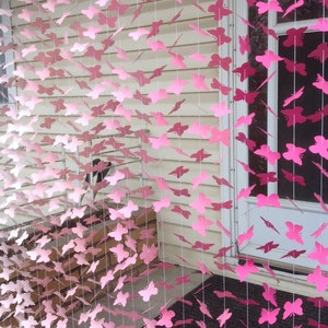 20 Strands Ombre Pink Paper Butterfly Backdrop Party Decor Pink Ombre Garland-Girls Birthday Party Free Shipping US image 4