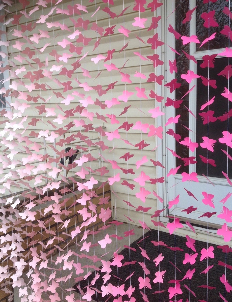 20 Strands Ombre Pink Paper Butterfly Backdrop Party Decor Pink Ombre Garland-Girls Birthday Party Free Shipping US image 4