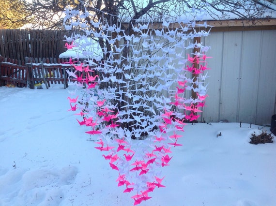 Paper Crane Backdrop- Origami Cranes Garland- Wedding Curtain- Wedding Backdrop - Home Decoration