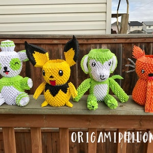 Origami 3D chiot-pokemon-singe-chat-cadeau d'art fait main- décoration de la maison-livraison gratuite