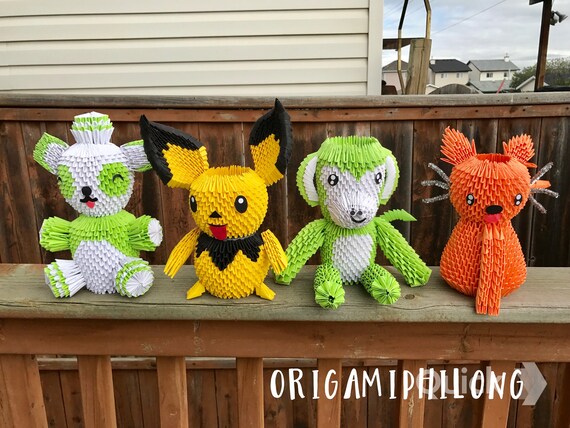 Puppy- Pokemon-Monkey- Cat 3D Origami- Handmade Art Gift- Home Decoration- Free Shipping