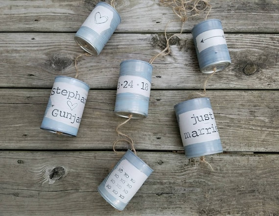 Wedding Car Tin Cans Just Married Cans Upcycled Wedding Etsy