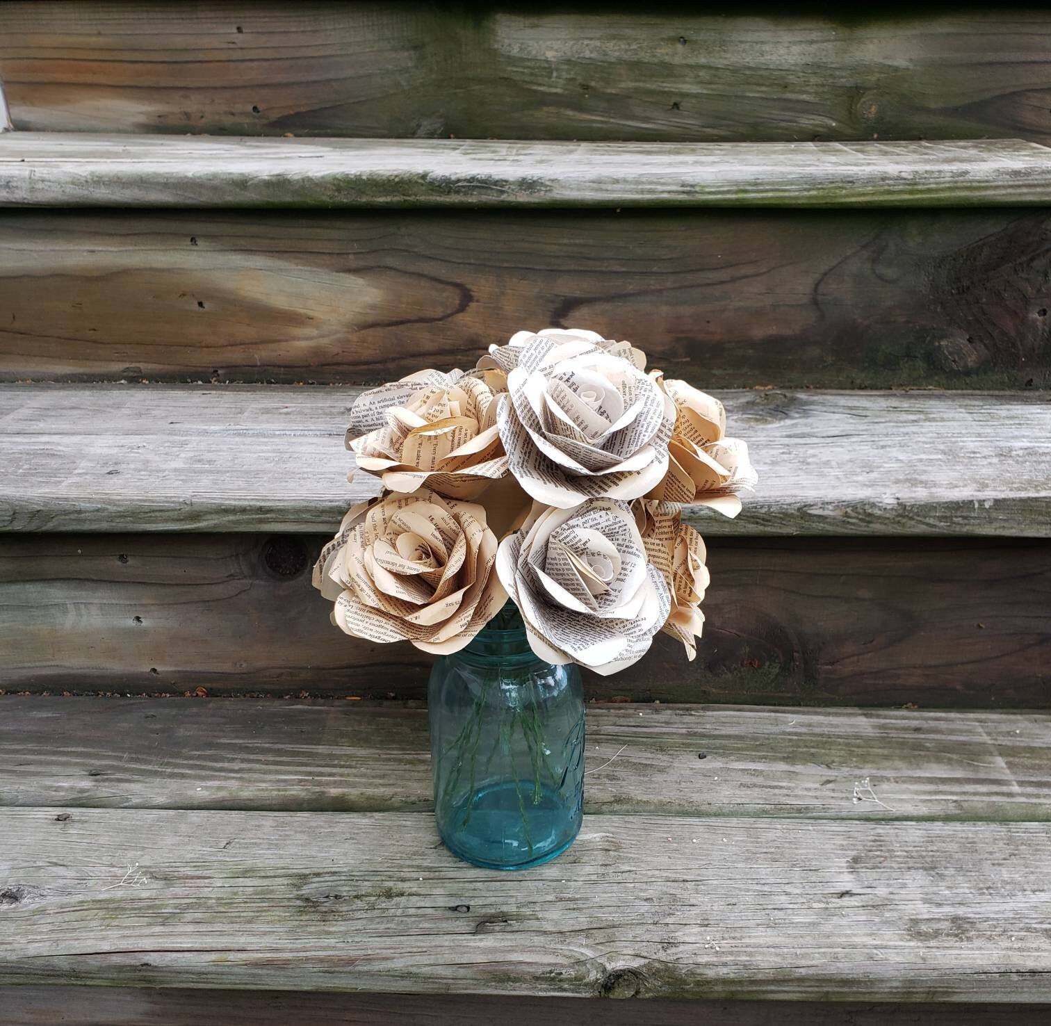 Wedding Flowers Book Pages Paper Flowers Barn Reader Etsy