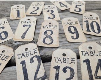 Rustic Table Number Tag, Coffee Stained, Eco-Friendly Wedding Decor, Barn Wedding Reception, Farmhouse Table, Party Table Scape, Centerpiece