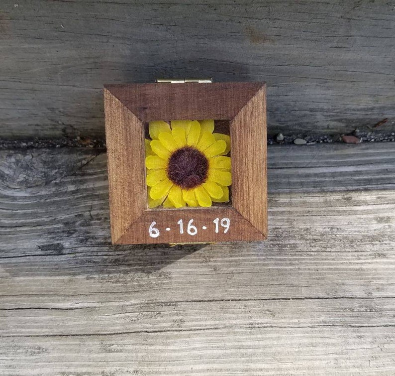 Sunflower Wedding Decor Ring Bearer box Sunflowers Barn image 0