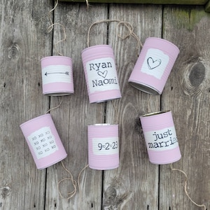Just Married, Wedding Car, Bike, Golf Cart, Tin Cans, Upcycle, Wedding Traditions, Blush Pink Champagne Wedding Colors, Photo Prop,