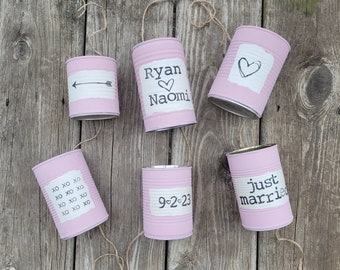 Just Married, Wedding Car, Bike, Golf Cart, Tin Cans, Upcycle, Wedding Traditions, Blush Pink Champagne Wedding Colors, Photo Prop,