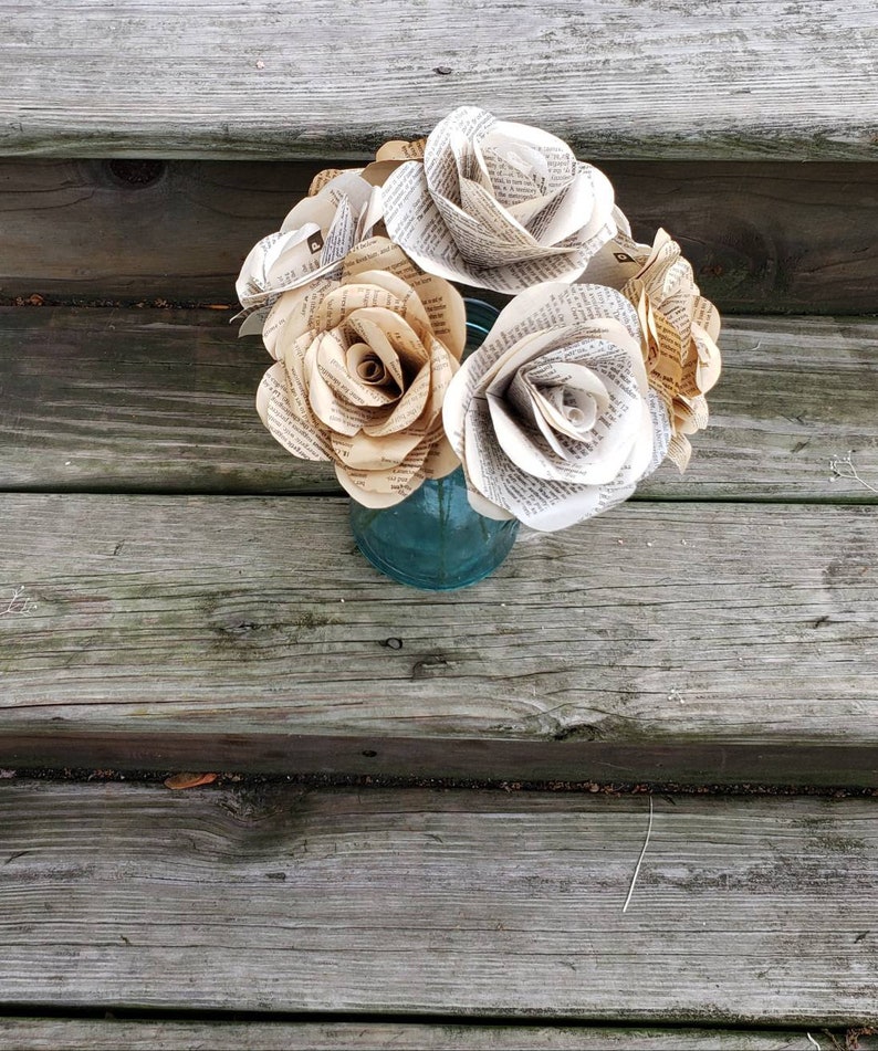 Wedding Flowers Book Pages Paper Flowers Barn Reader Etsy