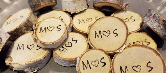 12 Wedding Favors Wood Slice Magnets Birchwood Wedding Etsy