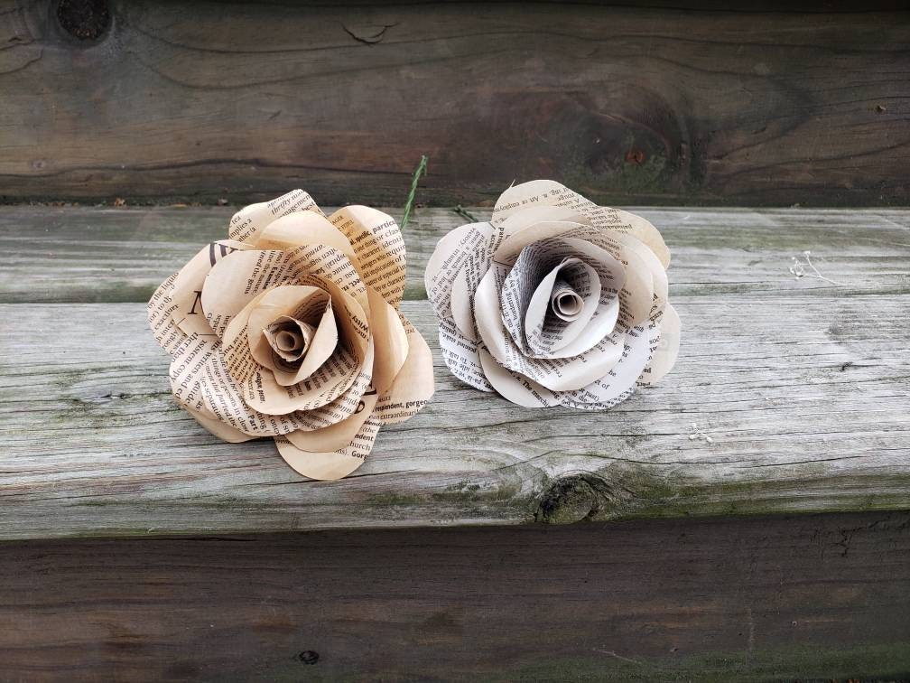 Wedding Flowers Book Pages Paper Flowers Barn Reader Etsy