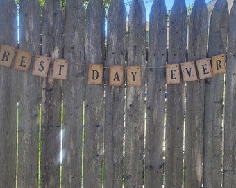 Rustic Wedding Banner, Wedding Photo Prop, Eco Friendly Wedding Decor, Barn Wedding, Farmhouse Bunting, Just Married Sign, Best Day Ever