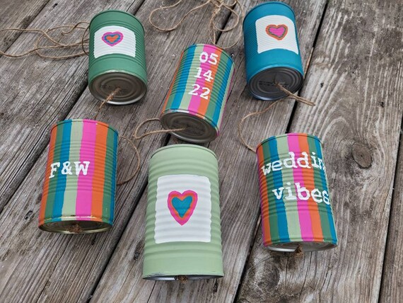 Wedding Just Married Tin Can Garland Boho Getaway Car Wedding