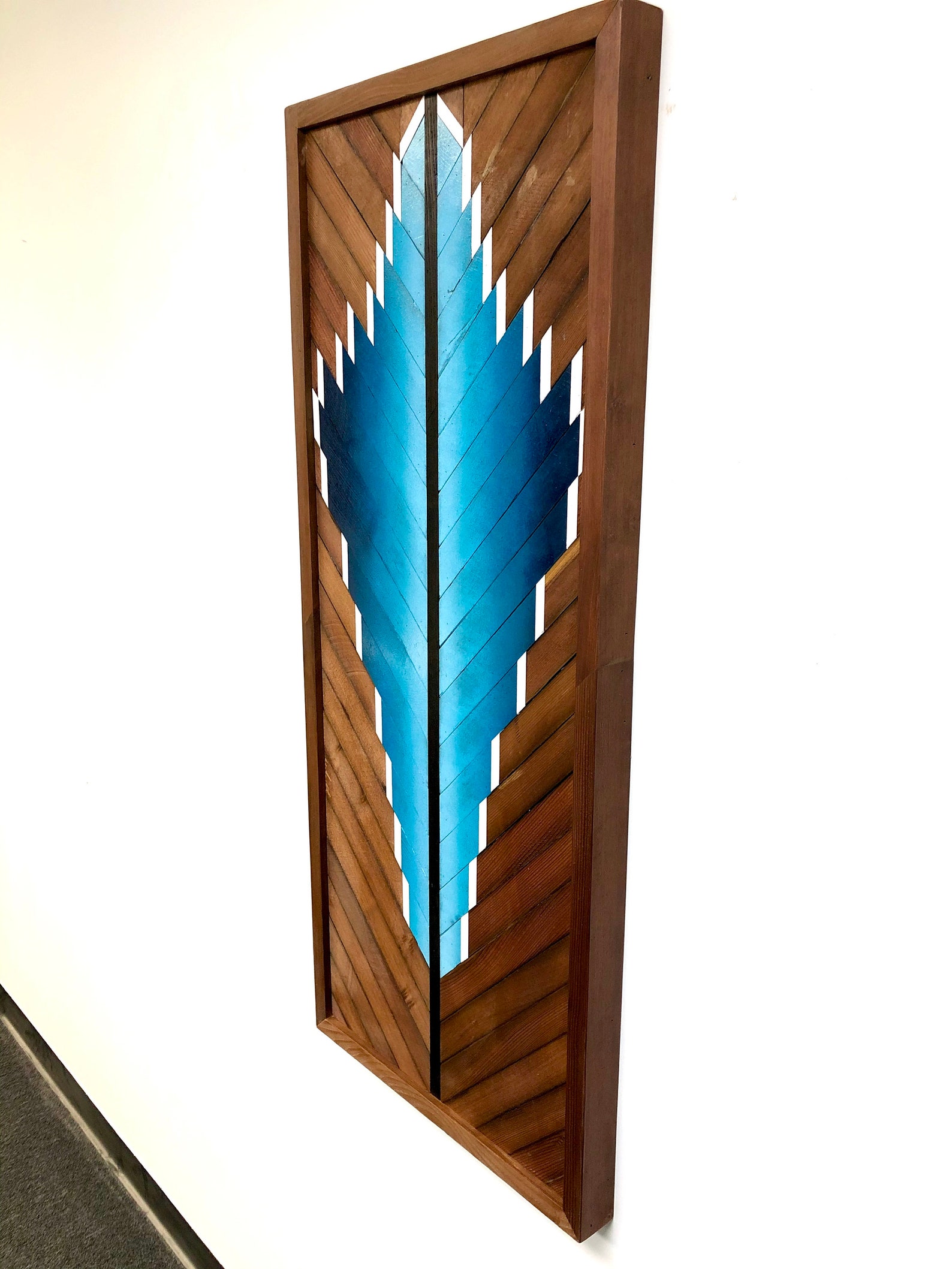 Feather Wood Wall Art Rustic Wood Panel Wall Art Large Etsy