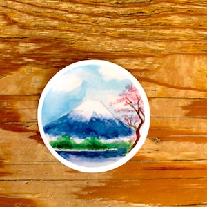 Sticker Serene Mount Fuji Japan, perfect cadeau voor Japan-liefhebbers, sticker waterfles, laptopsticker