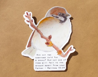 Matthew 10:29 Sparrow Sticker, Perfect Christian Gift for Animal Lovers