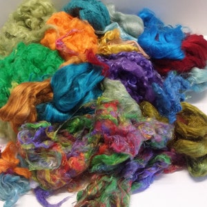 Specialty Fibers Sample Bag - 12 oz -- Spin Fiber, Felting Wool, Craft Wool, Assorted Colors, Spinning, Merino, Silk, Bamboo, Sari Silk