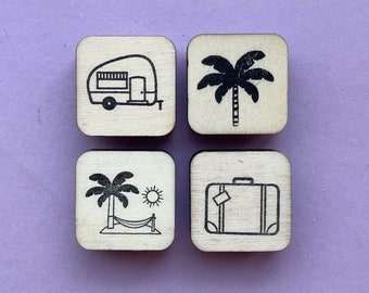 Stempel Mini - Wohnwagen, Palme, Urlaub oder Koffer