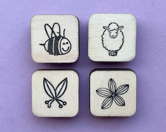 Stempel Mini - Biene, Schaf, Blatt oder Blume