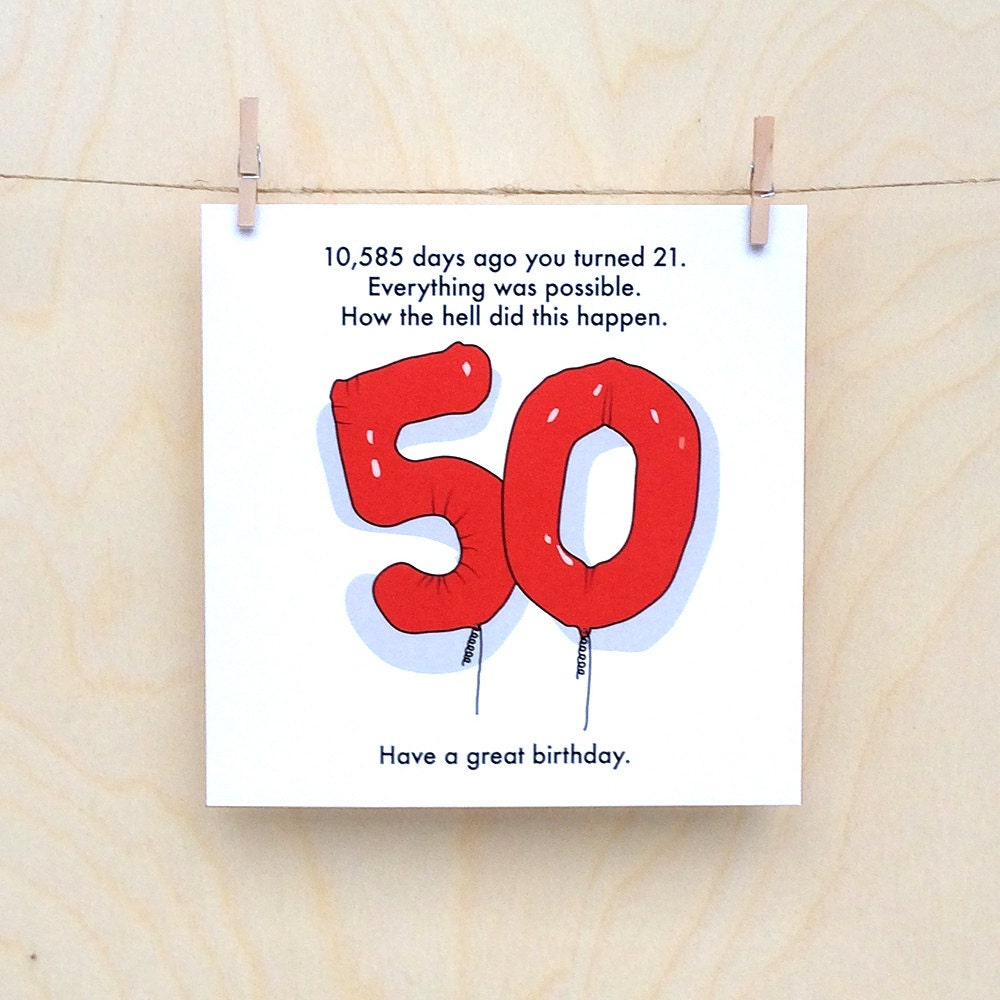 50th Birthday Card, Funny 50th card, Funny age card, Funny ...