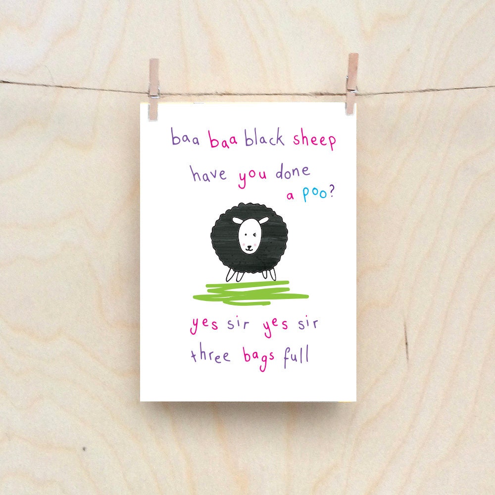 baa baa black sheep card rude kids cards silly childrens cards toddler rude words card funny kids card funny birthday card - Funny Birthday Cards For Kids baa baa black sheep card rude kids cards silly childrens cards toddler rude words card funny kids card funny birthday card - Funny Birthday Cards For Kids
