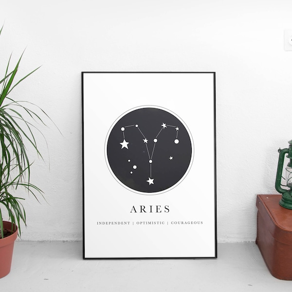 Sternzeichen Geschenk, Widder Geschenk, Widder druckbar, Widder Kunst, Konstellation, Horoskop Geschenke, Astrologie Geschenke Widder, Widder Kunstdrucke, Sternzeichen