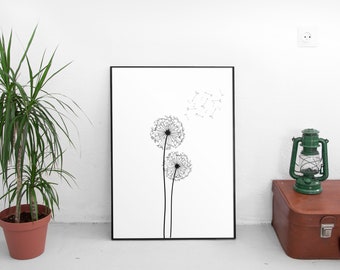 Dandelion Wall Art, Printable Wall Art Print, Printable Art, Best Selling Items, Instant Download, Digital Download, Poster, Digital Print