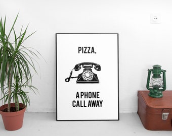Pizza Print, Pizza Wall Decor, Pizza Poster, Pizza Art, Home Decor, Quote Print, Kitchen Art, Retro, Wall Art, Kitchen Print, Pizza Print