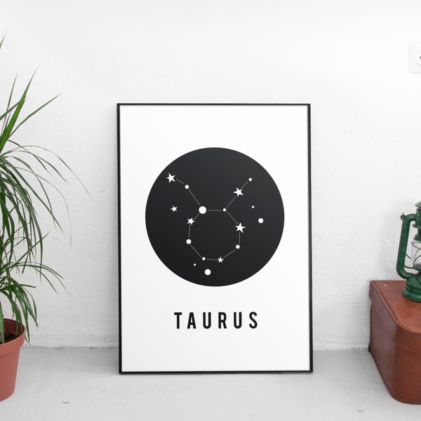 Zodiac Gift Taurus,Taurus Art Print,Constellation Print,Astrological Sign,Astronomy Decor, Constellation Map, Zodiac Poster, Astrology Gifts