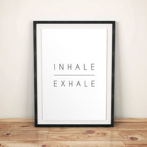 Impresión de inhalación y exhalación, impresión de arte de pared imprimible, arte imprimible de descarga instantánea, cita imprimible, impresiones, decoración de pared de motivación, impresión de yoga imagen 4